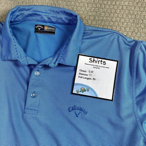 Callaway Opti-Dri Polo Shirt XL Blue Stripe Golf Performance Short Sleeve Mens - Picture 4 of 4
